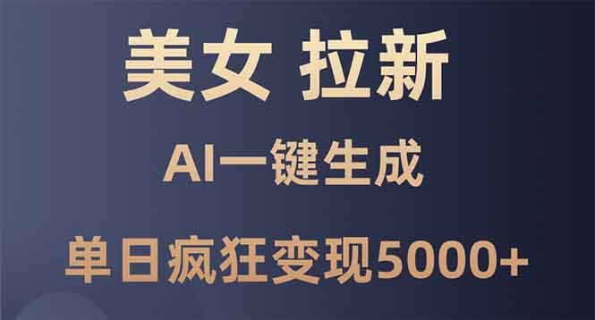 美女暴力拉新，通过AI一键生成，单日疯狂变现5000+，纯小白一学就会！-生财社