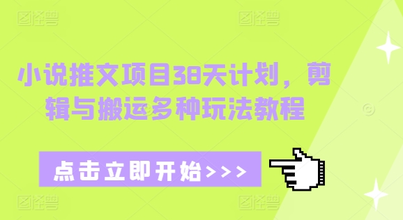 小说推文项目38天计划，剪辑与搬运多种玩法教程-生财社