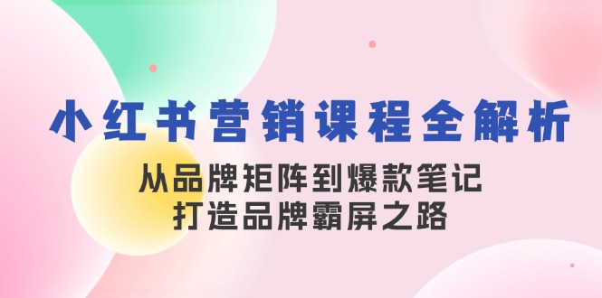 小红书营销课程全解析，从品牌矩阵到爆款笔记，打造品牌霸屏之路-生财社