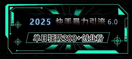 2025年快手6.0保姆级教程震撼来袭，单日狂吸300+精准创业粉-生财社