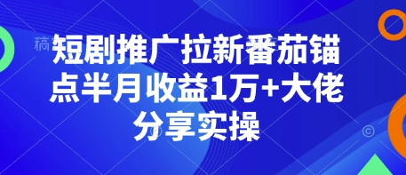 短剧推广拉新番茄锚点半月收益1万+大佬分享实操-生财社
