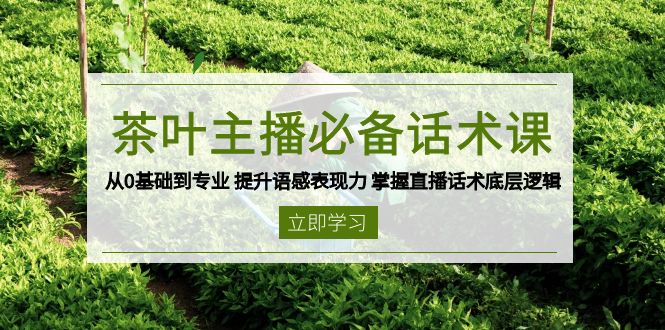 茶叶 主播必备话术课 从0基础到专业 提升语感表现力 掌握直播话术底层逻辑-生财社