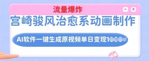 宫崎骏风治愈系动画制作，AI软件一键生成原创视频流量爆炸，单日变现多张，详细实操流程-生财社