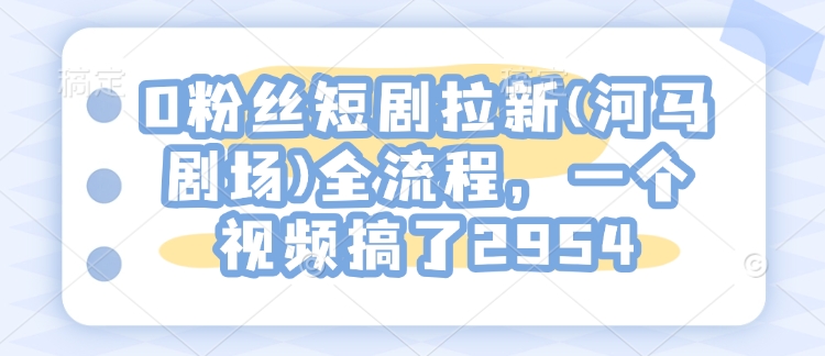 0粉丝短剧拉新(河马剧场)全流程，一个视频搞了2954-生财社