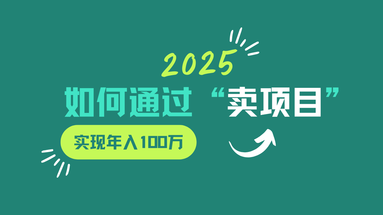 2025年如何通过“卖项目”实现年入100w-生财社
