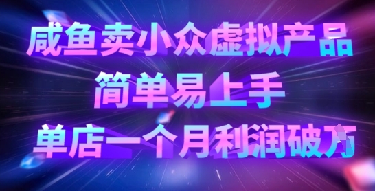 咸鱼卖小众虚拟产品，简单易上手，单店一个月利润破W-生财社
