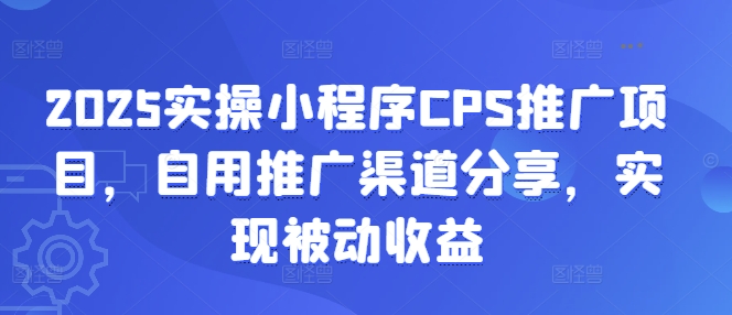 2025实操小程序CPS推广项目，自用推广渠道分享，实现被动收益-生财社