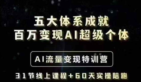 五大体系成就百万变现AI超级个体- AI流量变现特训营，一步一步教你一个人怎么年入百W-生财社