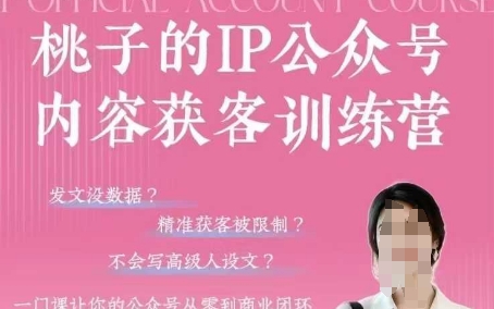 桃子IP公众号内容获客训练营(第3期)，一门让你公众号从0到商业闭环的课程-生财社
