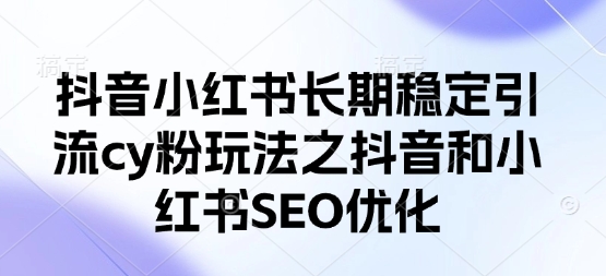 抖音小红书长期稳定引流cy粉玩法之抖音和小红书SEO优化-生财社