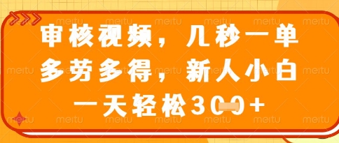 视频审核员，几秒一单，不限时间，不限地点，多做多得，新人小白一天轻松几张+【揭秘】-生财社