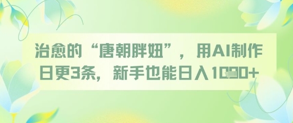 治愈的“唐朝胖妞”，用AI制作日更3条，新手也能日入多张-生财社