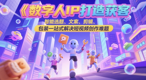 数字人IP打造获客变现实操课，智能选题、文案、剪辑、包装一站式解决短视频创作难题-生财社