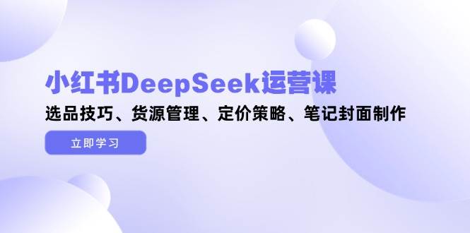 小红书DeepSeek运营课，选品技巧、货源管理、定价策略、笔记封面制作-生财社