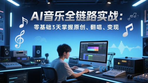 AI音乐全链路实战变现课：零基础3天掌握原创、翻唱、变现-生财社