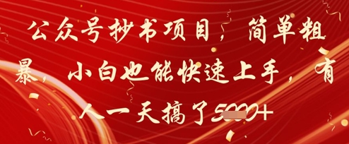 公众号抄书项目，简单粗暴，小白也能快速上手，有人一天搞了1k+-生财社