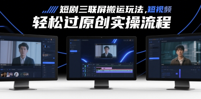 短剧三联屏搬运玩法，短剧搬运轻松过原创实操流程-生财社