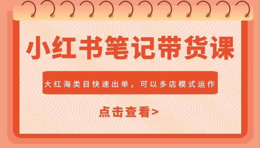 小红书笔记带货课，大红海类目快速出单，市场大，可以多店模式运作(更新)-生财社