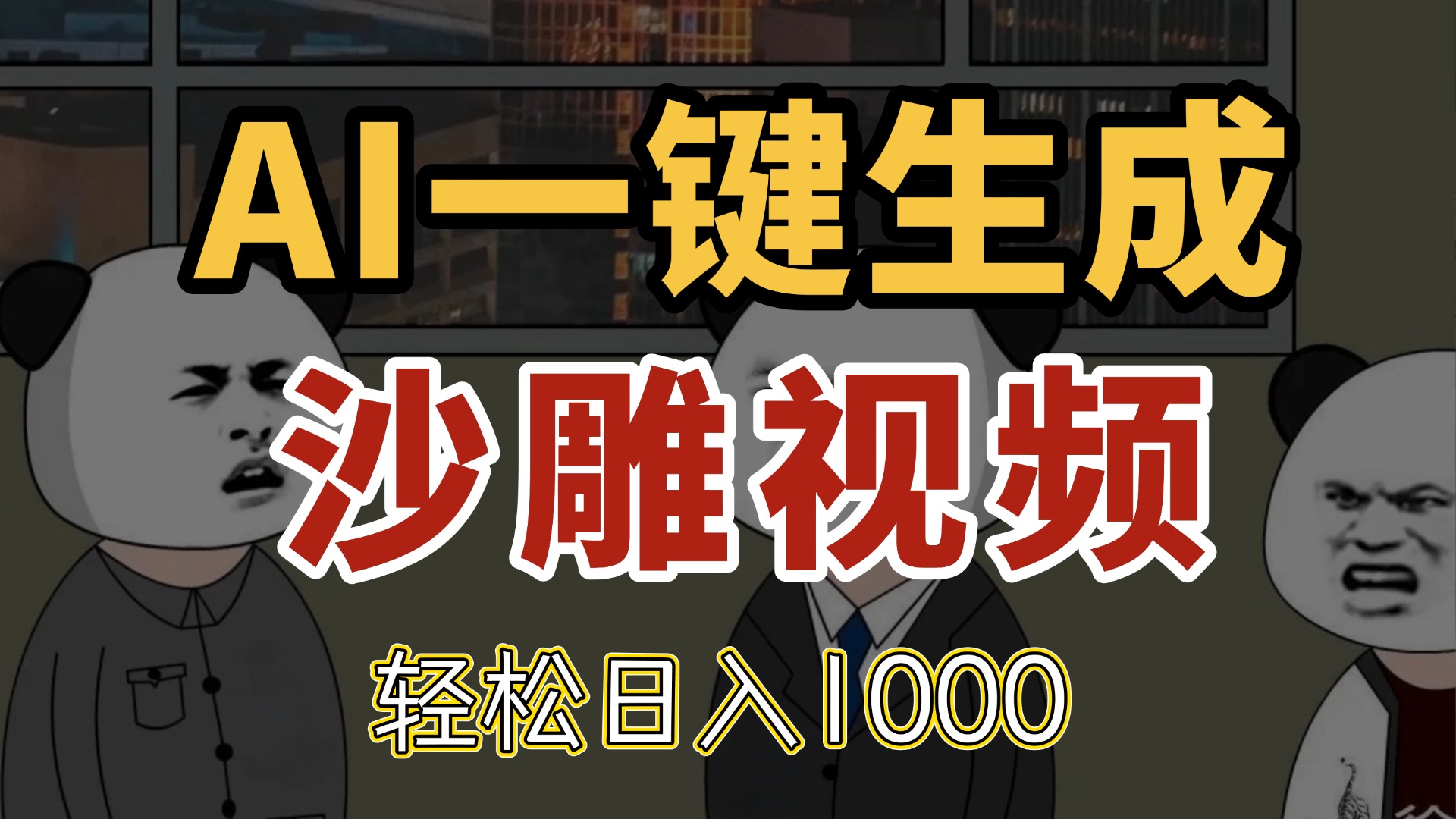 AI一键生成沙雕视频，一条视频千万播放，轻松日入1000-生财社