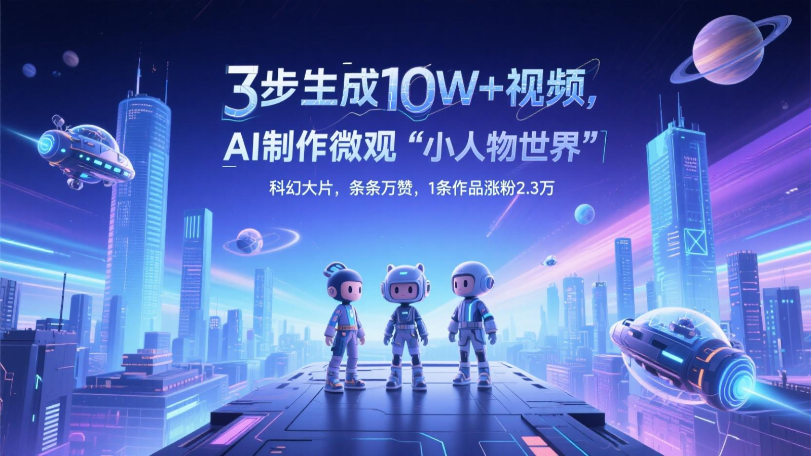 三步生成10W+视频，AI制作微观“小人物世界”科幻大片，条条万赞，1条作品涨粉2.3万-生财社