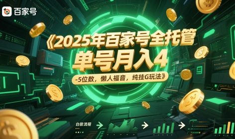 2025年百家号全托管，单号月入4-5位数，懒人福音，纯挂G玩法【揭秘】-生财社