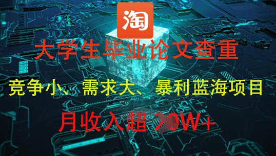 大学生毕业论文查重，暴利蓝海项目，月收入过1W+-生财社