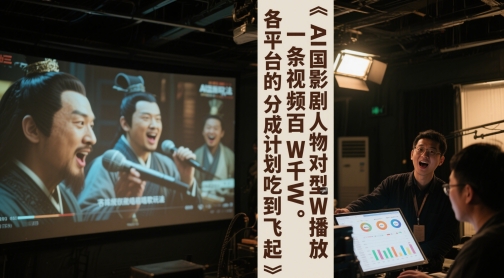 AI三国影视剧人物对口型唱歌玩法，一条视频百W千W播放，各平台的分成计划吃到飞起-生财社