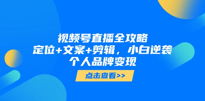 视频号直播全攻略，定位+文案+剪辑，小白逆袭个人品牌变现-生财社