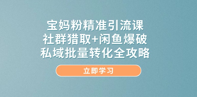 宝妈粉精准引流课，社群猎取+闲鱼爆破，私域批量转化全攻略-生财社