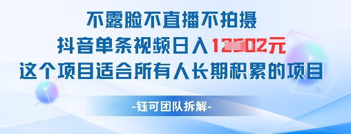不露脸不直播不拍摄抖音单条视频日入1k+这个项目适合所有人长期积累的项目-生财社