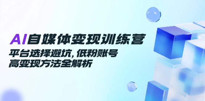 AI自媒体变现训练营，平台选择避坑，低粉账号高变现方法全解析-生财社