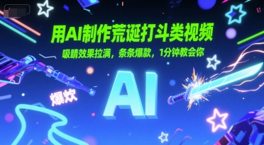 用AI制作荒诞打斗类视频，吸睛效果拉满，条条爆款，1分钟教会你-生财社