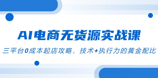 AI电商无货源实战课，三平台0成本起店攻略，技术+执行力的黄金配比-生财社