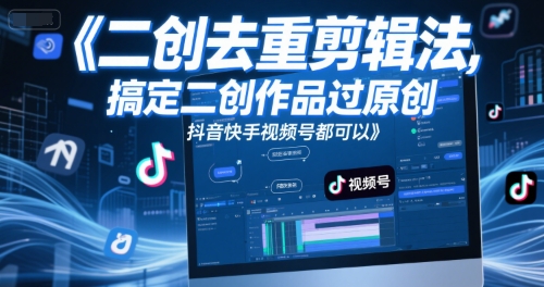 短视频二创去重剪辑法，搞定二创作品过原创，抖音快手视频号都可以-生财社