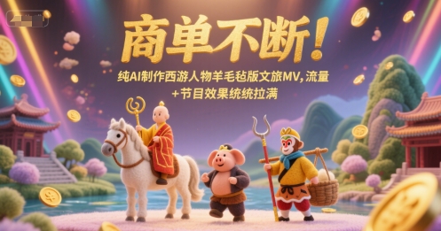 商单不断！纯AI制作西游人物羊毛毡版文旅MV，流量+节目效果统统拉满-生财社