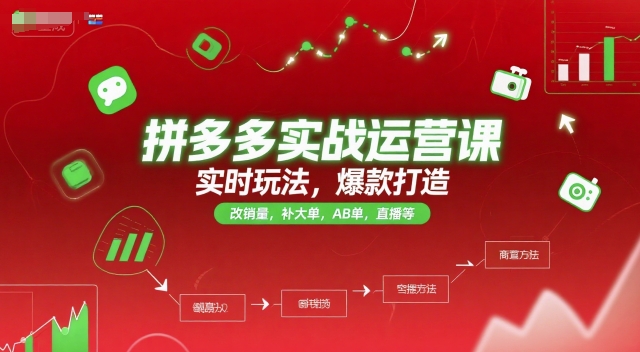 拼多多实战运营课，实时玩法，爆款打造，改销量，补大单，AB单，直播等(更新2025月)-生财社