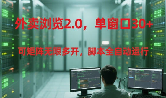 外卖浏览2.0，单窗口30+可矩阵无限多开，脚本全自动运行【揭秘】-生财社