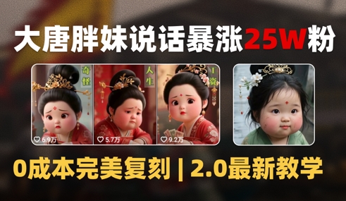 AI大唐胖贵妃说话2.0，40条视频暴涨40w粉，附独家变现攻略-生财社