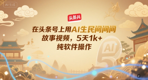 在头条号上用AI生民间故事视频，5天1k+，纯软件操作-生财社