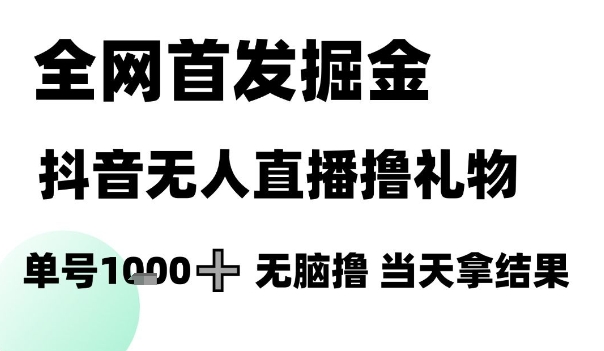 全网首发掘金抖音无人直播撸礼物，单号1k +无脑撸，当天拿结果【揭秘】-生财社
