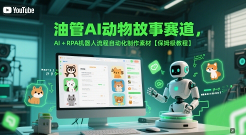 油管AI动物故事赛道，AI+RPA机器人流程自动化制作素材【保姆级教程】-生财社