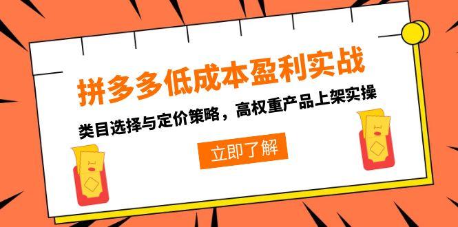拼多多低成本盈利实战，类目选择与定价策略，高权重产品上架实操-生财社