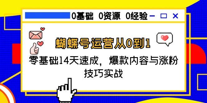 蝴蝶号运营从0到1，零基础14天速成，爆款内容与涨粉技巧实战-生财社