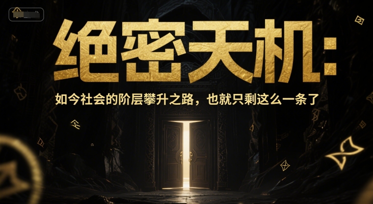 付费文章：绝密天机：如今社会的阶层攀升之路，也就只剩这么一条了-生财社
