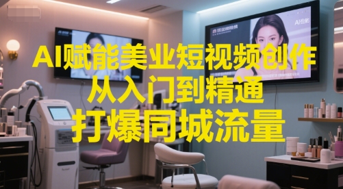 AI赋能美业短视频创作，从入门到精通，打爆同城流量，超级AI工具短视频实操落地-生财社