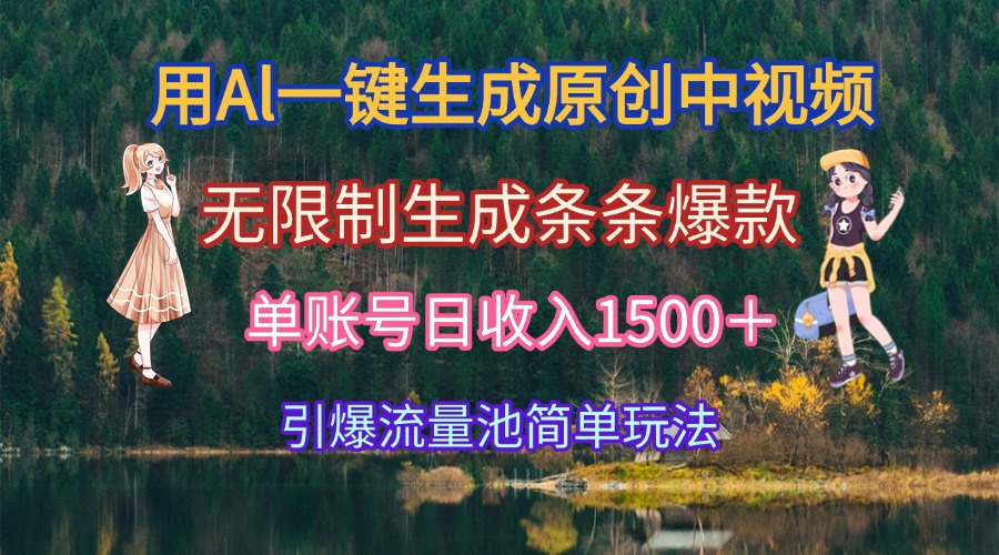 用Al一键生成原创中视频，无限制生成条条爆款，单账号日收入1500＋引爆…-生财社