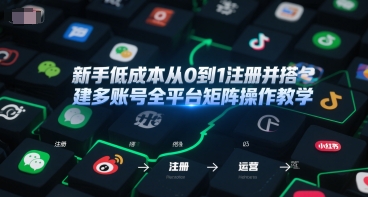 新手低成本从0到1注册并搭建多账号全平台矩阵操作教学，手机号-邮箱-IP-工具-生财社
