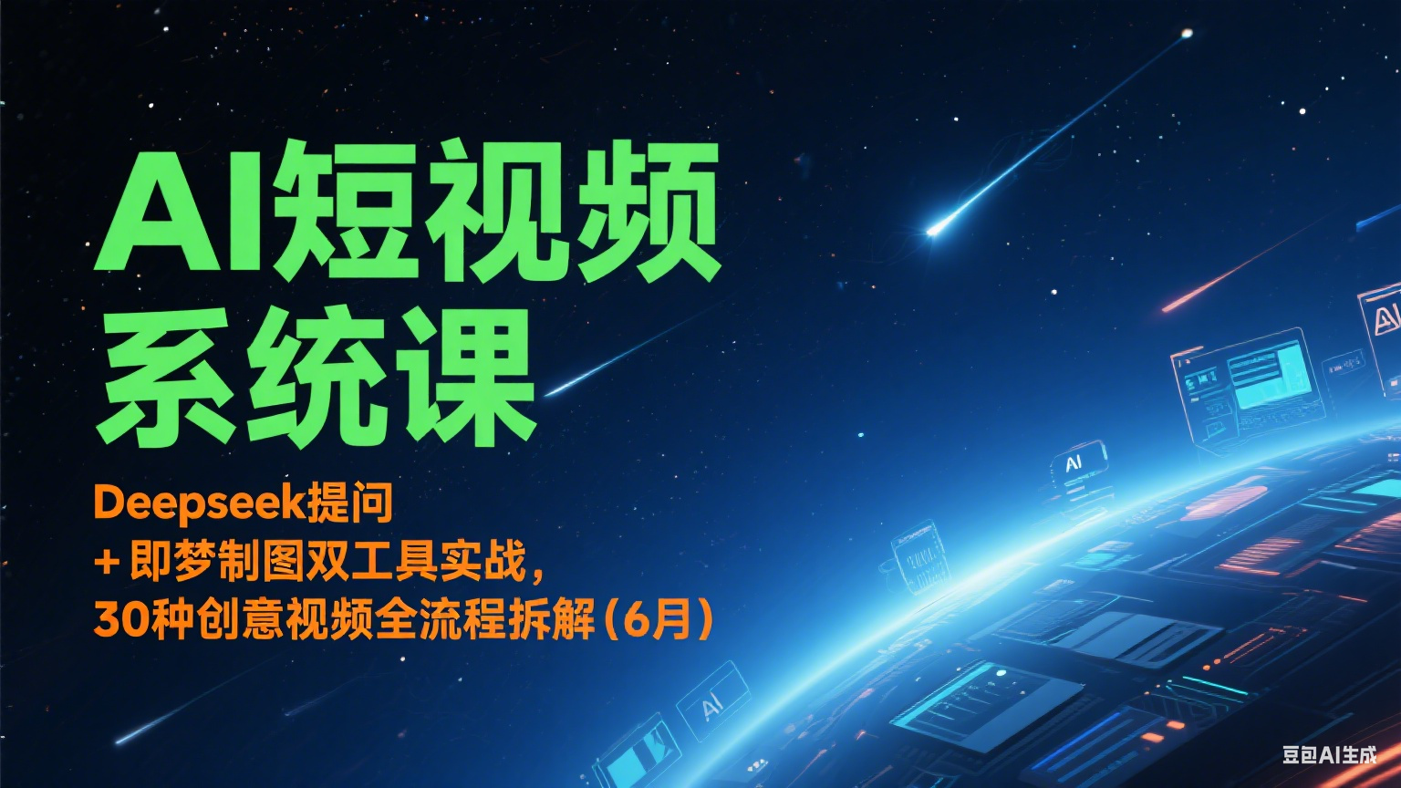 AI短视频系统课：Deepseek提问 + 即梦制图双工具实战，30种创意视频全流程拆解(6月)-生财社