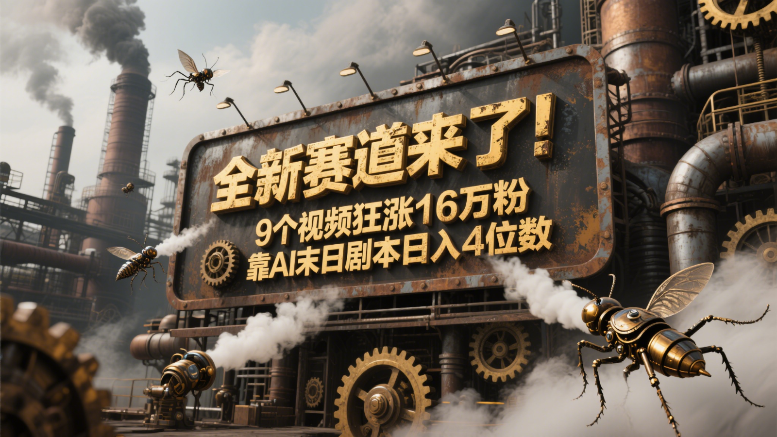 全新赛道来了！9个视频狂涨16万粉，靠AI末日剧本日入4位数，评论区爆肝追更！-生财社