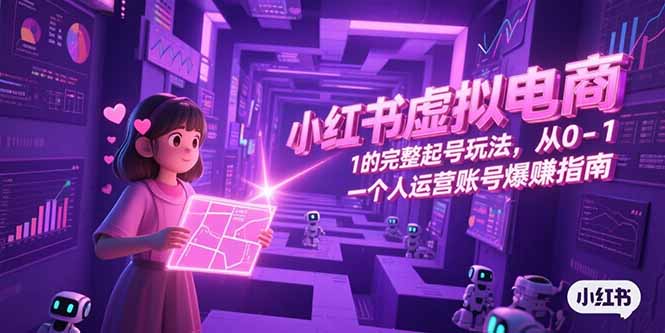小红书虚拟电商，从0-1的完整起号玩法，一个人运营账号爆赚指南-生财社